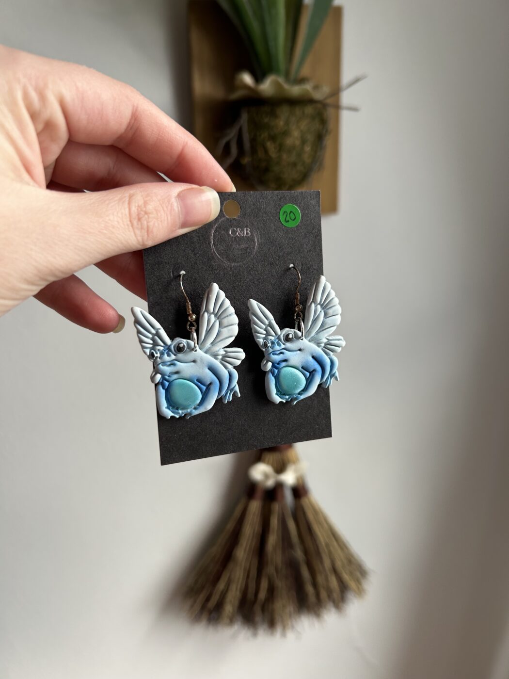 Blue Fairy Frog Earrings