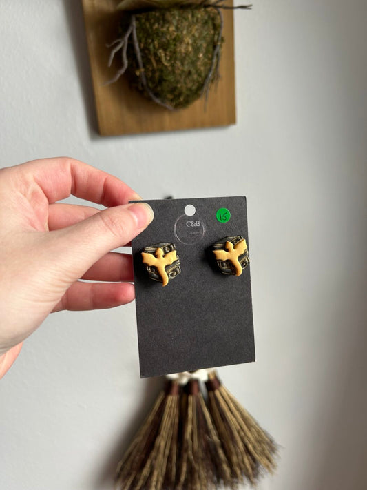 Golden Dragon with Books Earrings