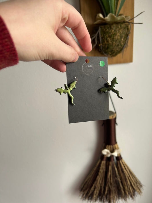 Green Shift Dragon Earrings