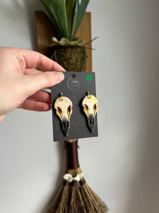 Large Crow Skull Earrings