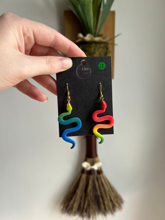 Multi Rainbow Snake Earrings