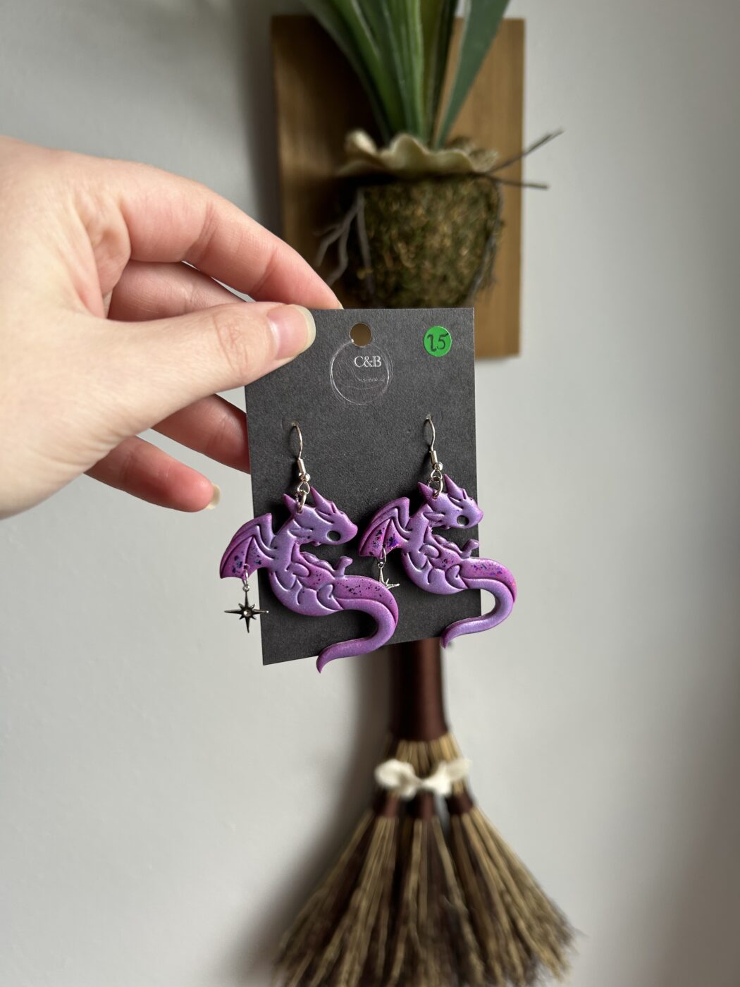 Purple Baby Dragon Earrings