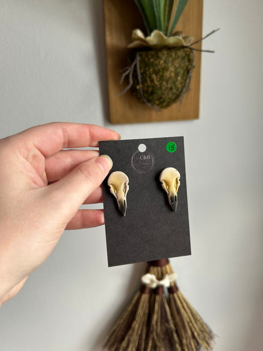 Small Crow Skull Earrings