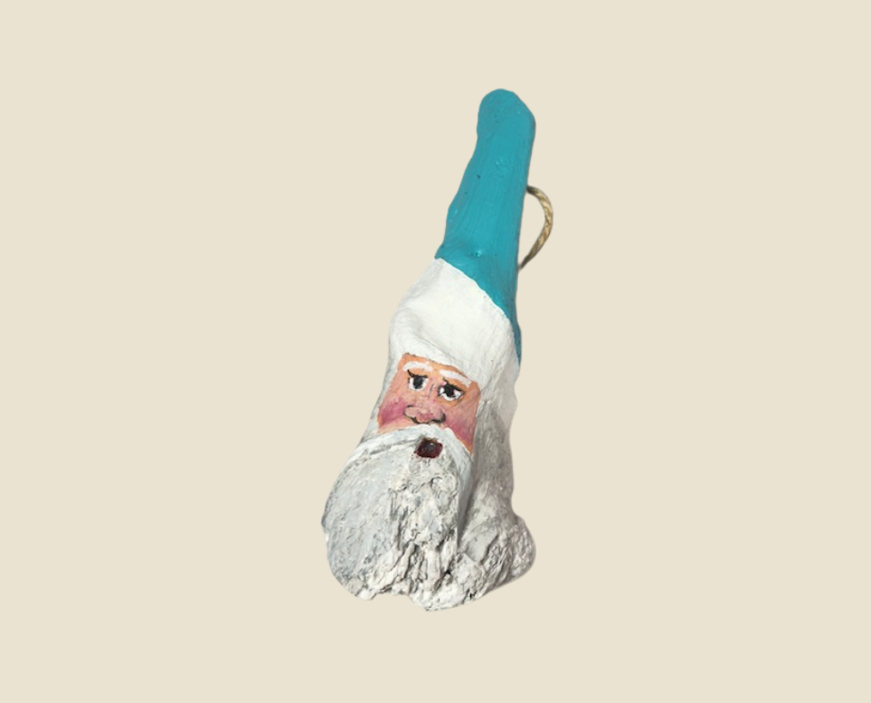 One-of-a-Kind Hand Painted Santa Ornament