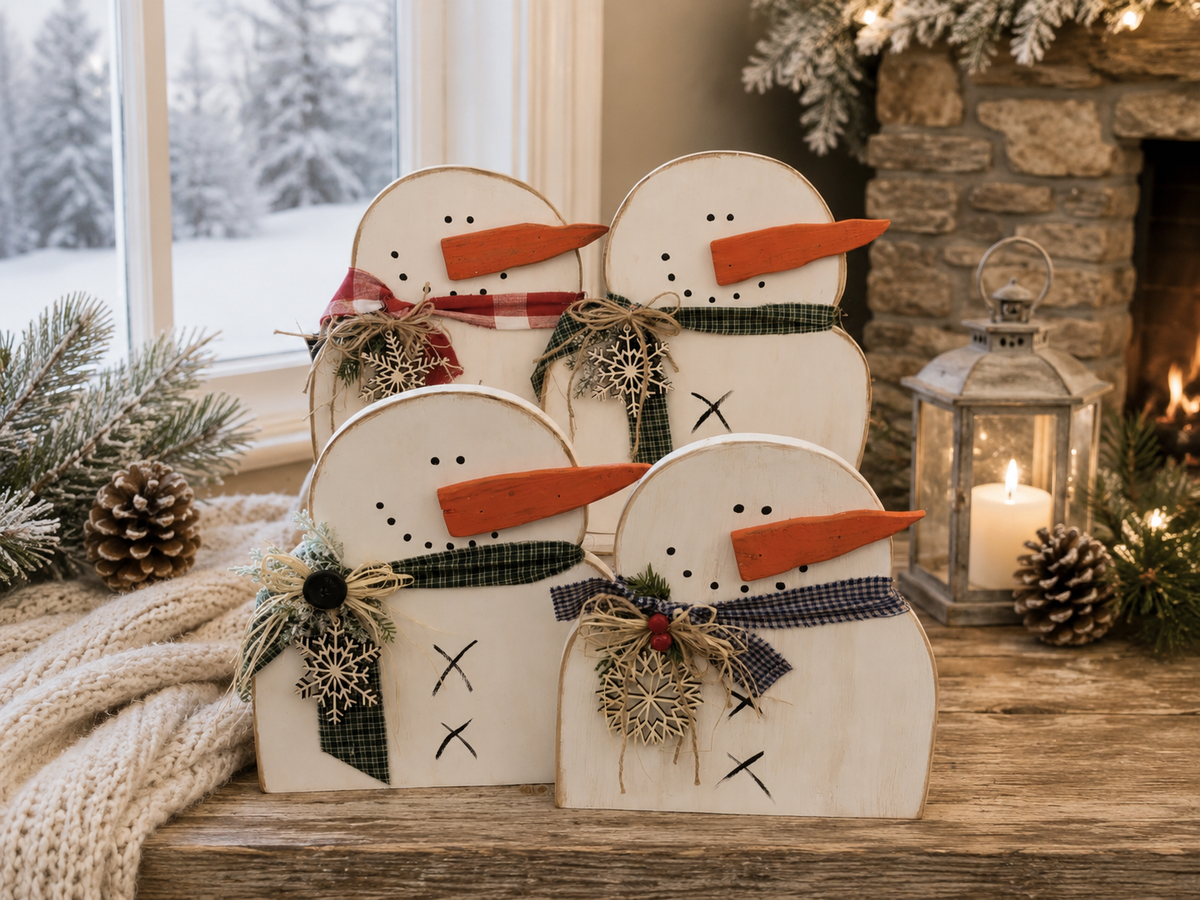 Rustic Wooden Snowmen