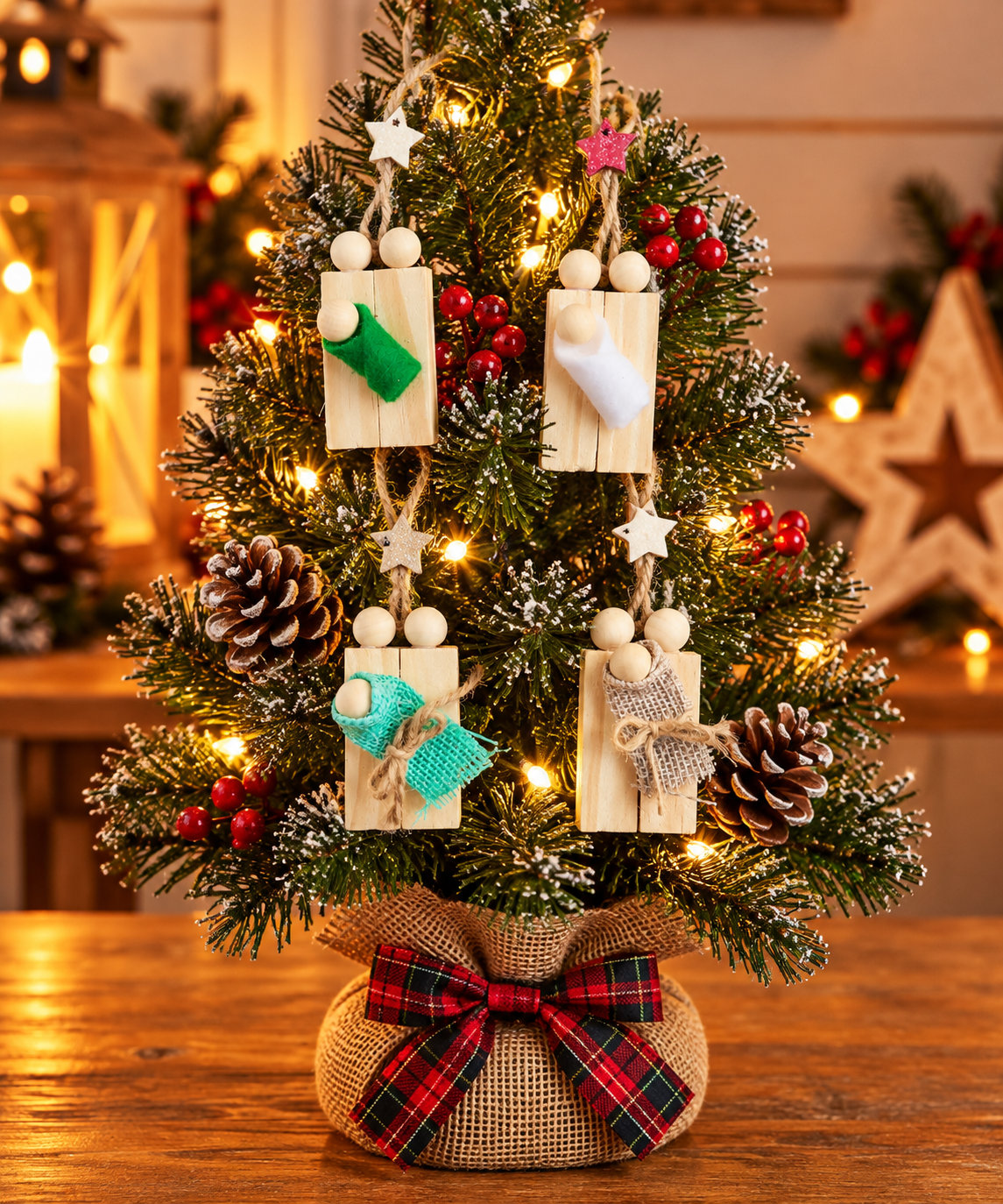 Small Jenga block family ornaments