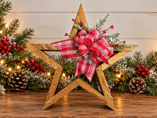 Handmade Star with Red Ribbon Bow