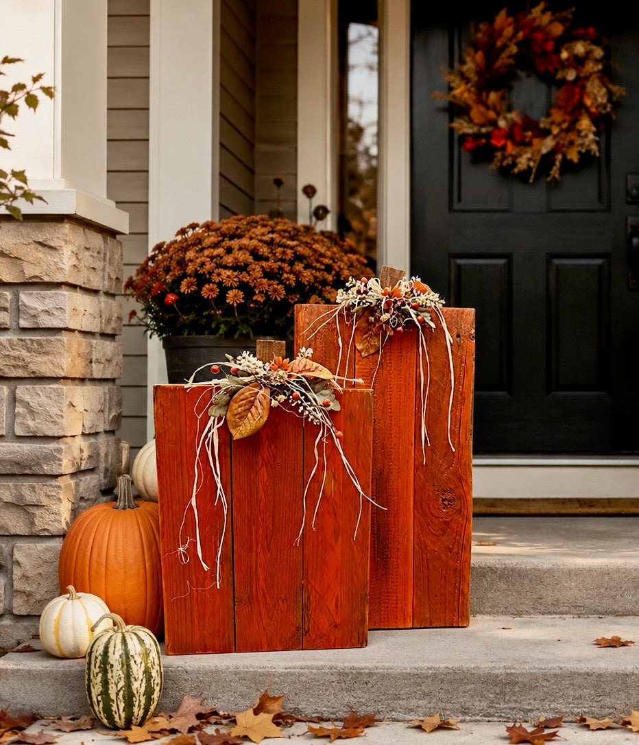 Rustic Wooden Pumpkin Set