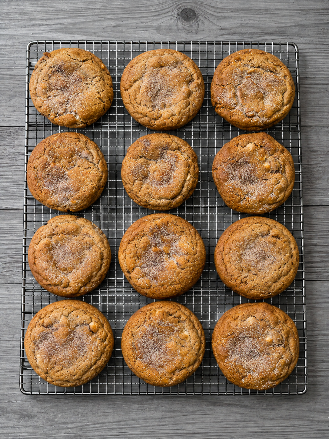 Churro cookies: round golden-brown cookies with cinnamon-sugar coating