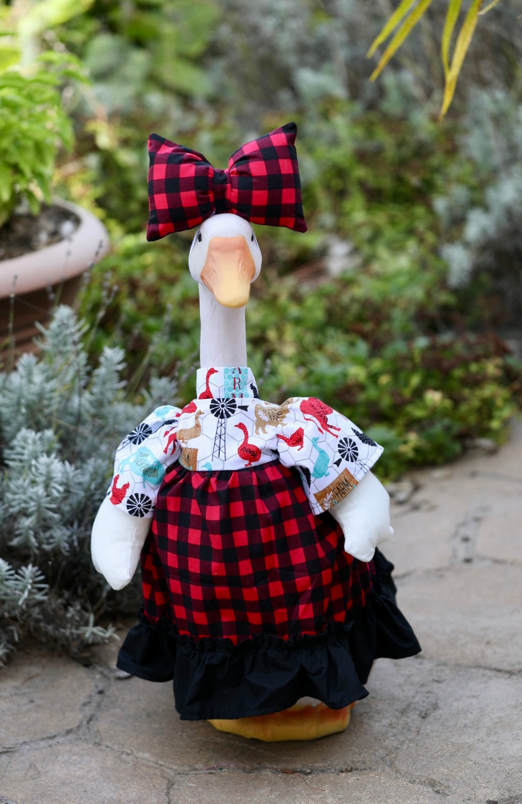 23" Fall Themed - Porch Goose Outfits with Stuffed Wings, Fall Dresses with Bow (Goose not Included)