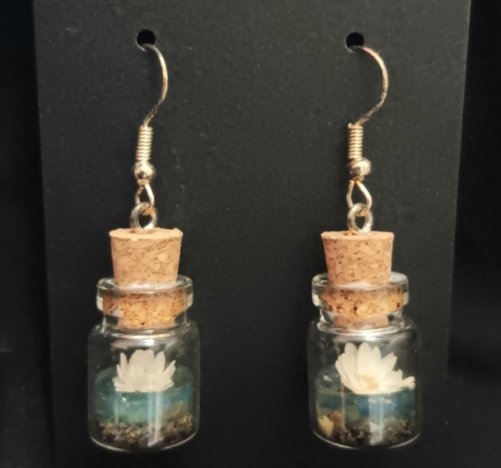 Flower in a Bottle Dangle Earrings (variety of colours)