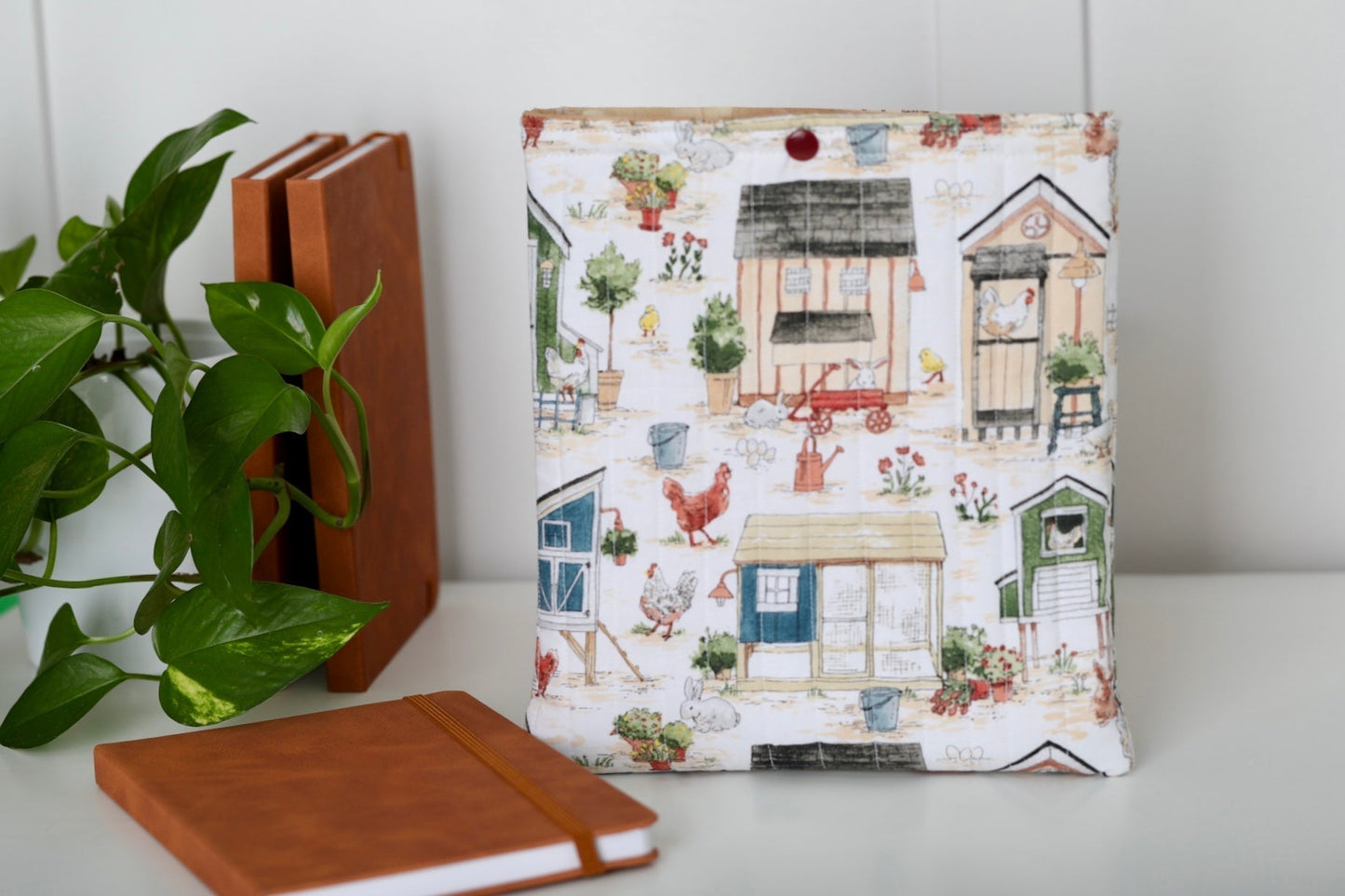Fabric Book Sleeve with Notebook (Farmhouse Garden Print)