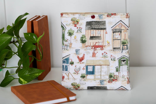 Fabric Book Sleeve with Notebook (Farmhouse Garden Print)