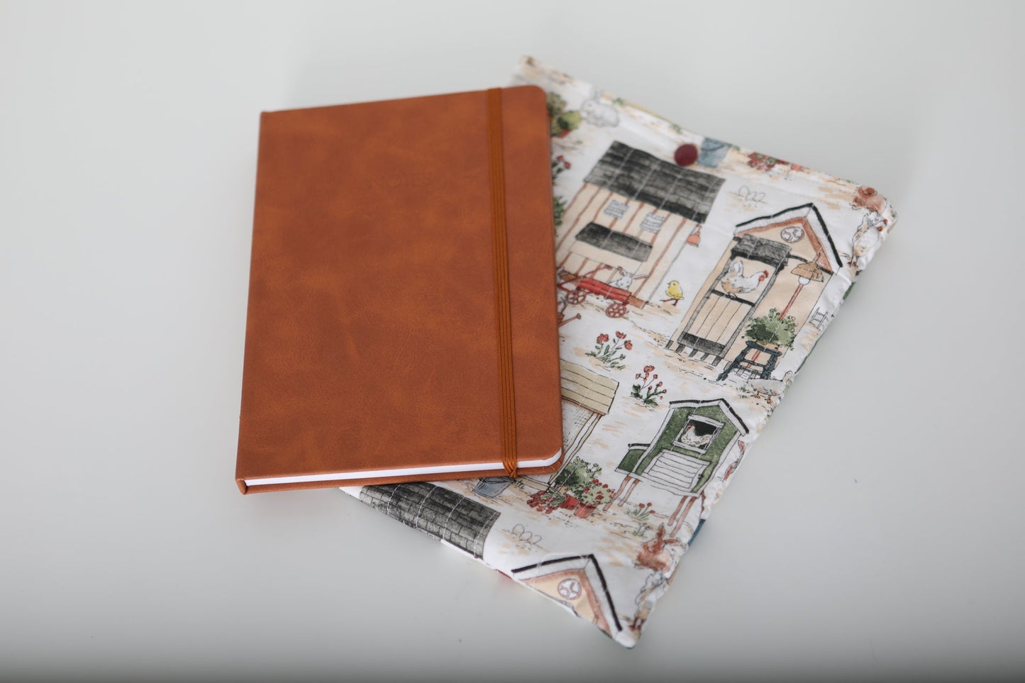 Fabric Book Sleeve with Notebook (Farmhouse Garden Print)