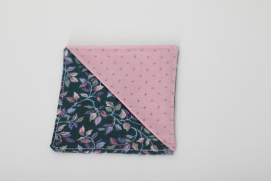 Fabric Corner Bookmark (Dark Blue and Pink Floral Pattern)