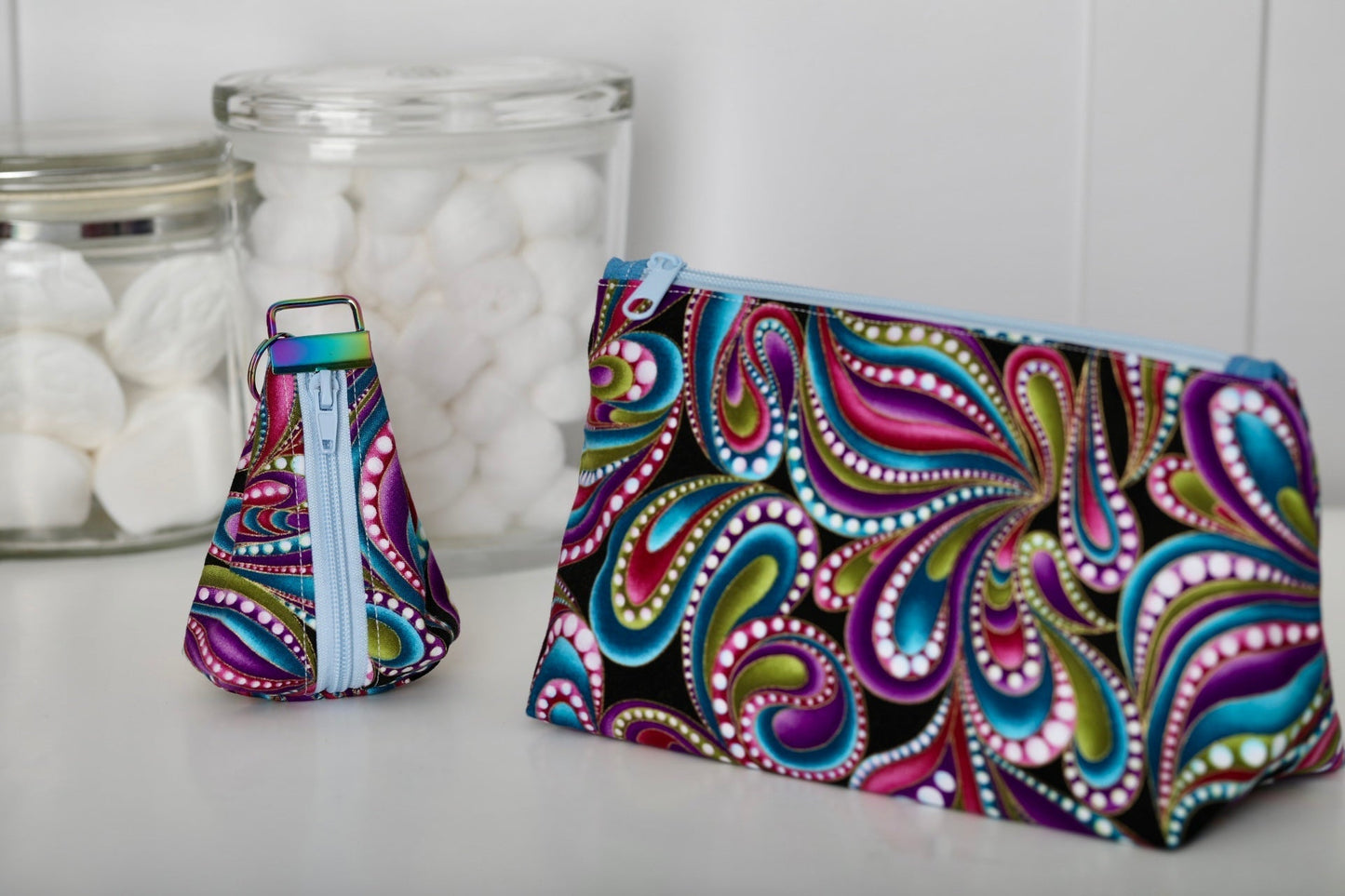 Cosmetic Bag & Matching Mini Bag (Paisley Design)