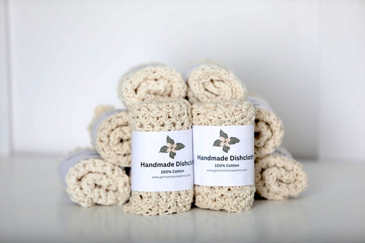 Hand Crocheted Dishcloth (Cream)