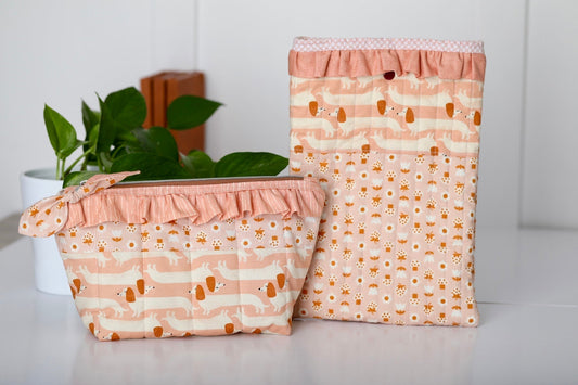 Dachshund Book Sleeve & Matching Cosmetic/Travel Bag