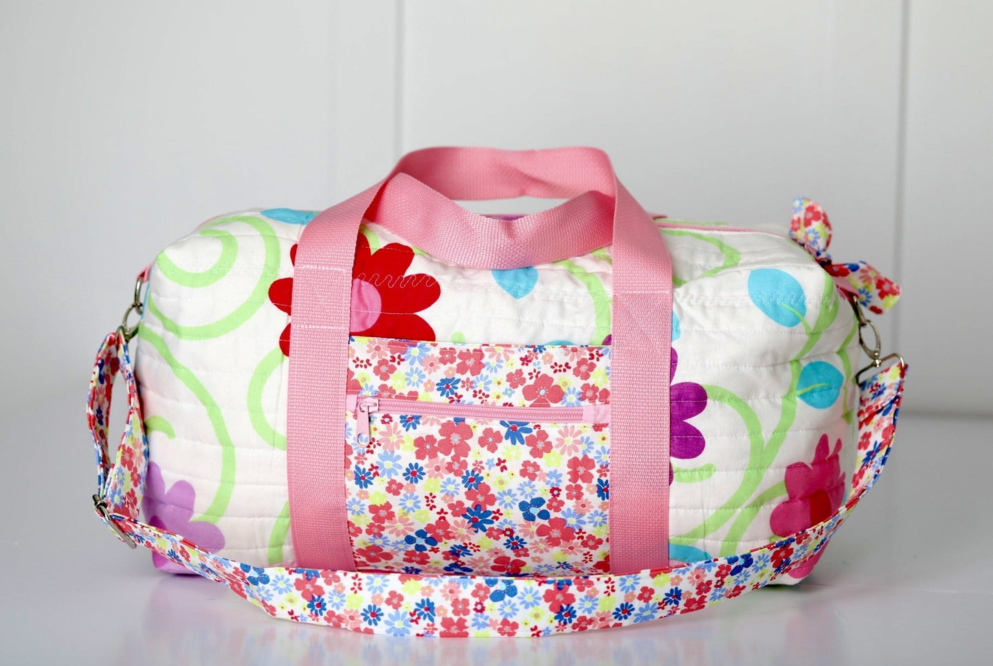Childs Quilted Floral Duffle Travel Bag/Diaper Bag