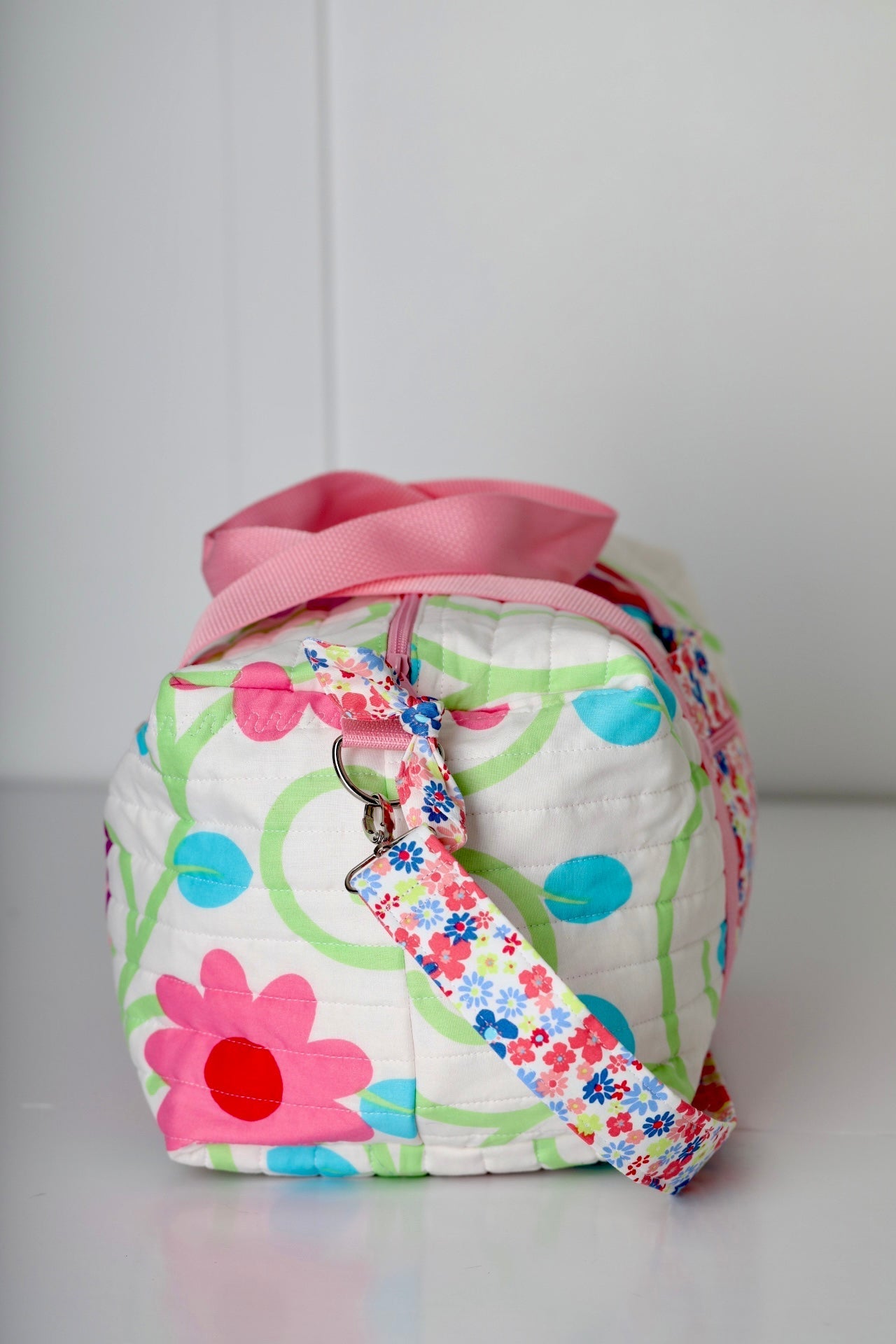 Childs Quilted Floral Duffle Travel Bag/Diaper Bag