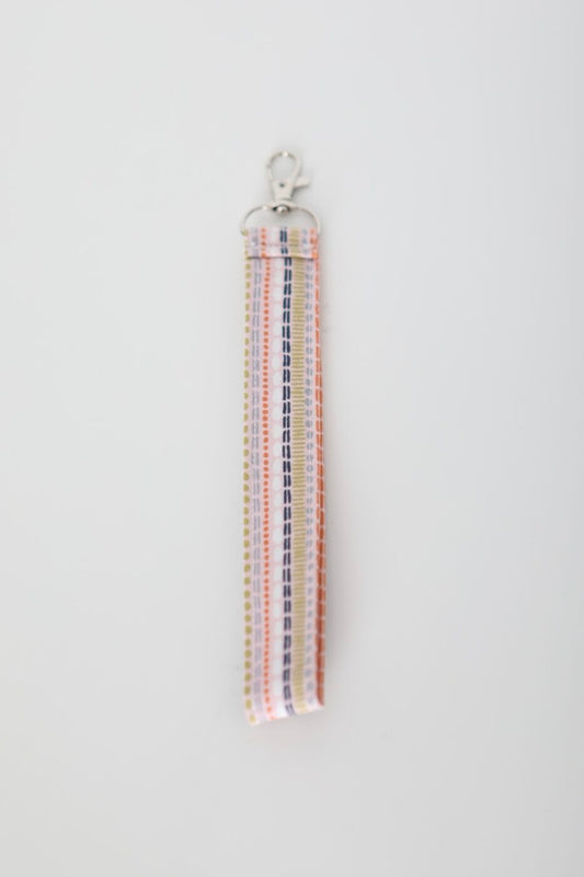 Fabric Key Fob Wristlet (Bright Stripes)