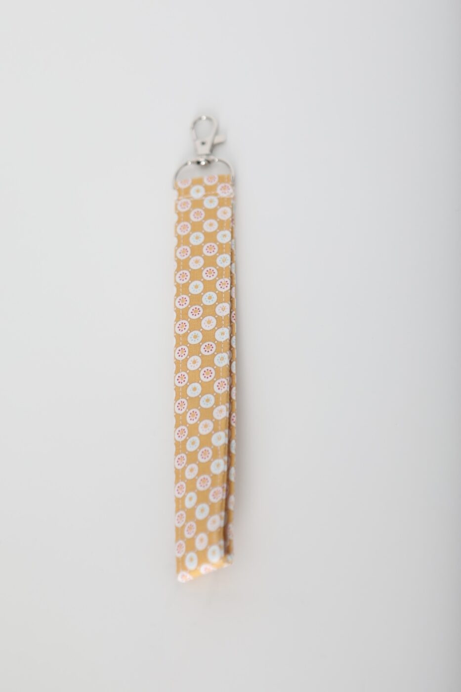 Fabric Key Fob Wristlet (Mustard Floral Medallion Print)