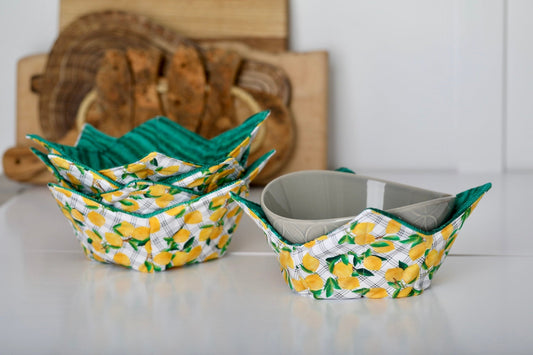 Lemon Print Microwave Bowl Cozy – Large