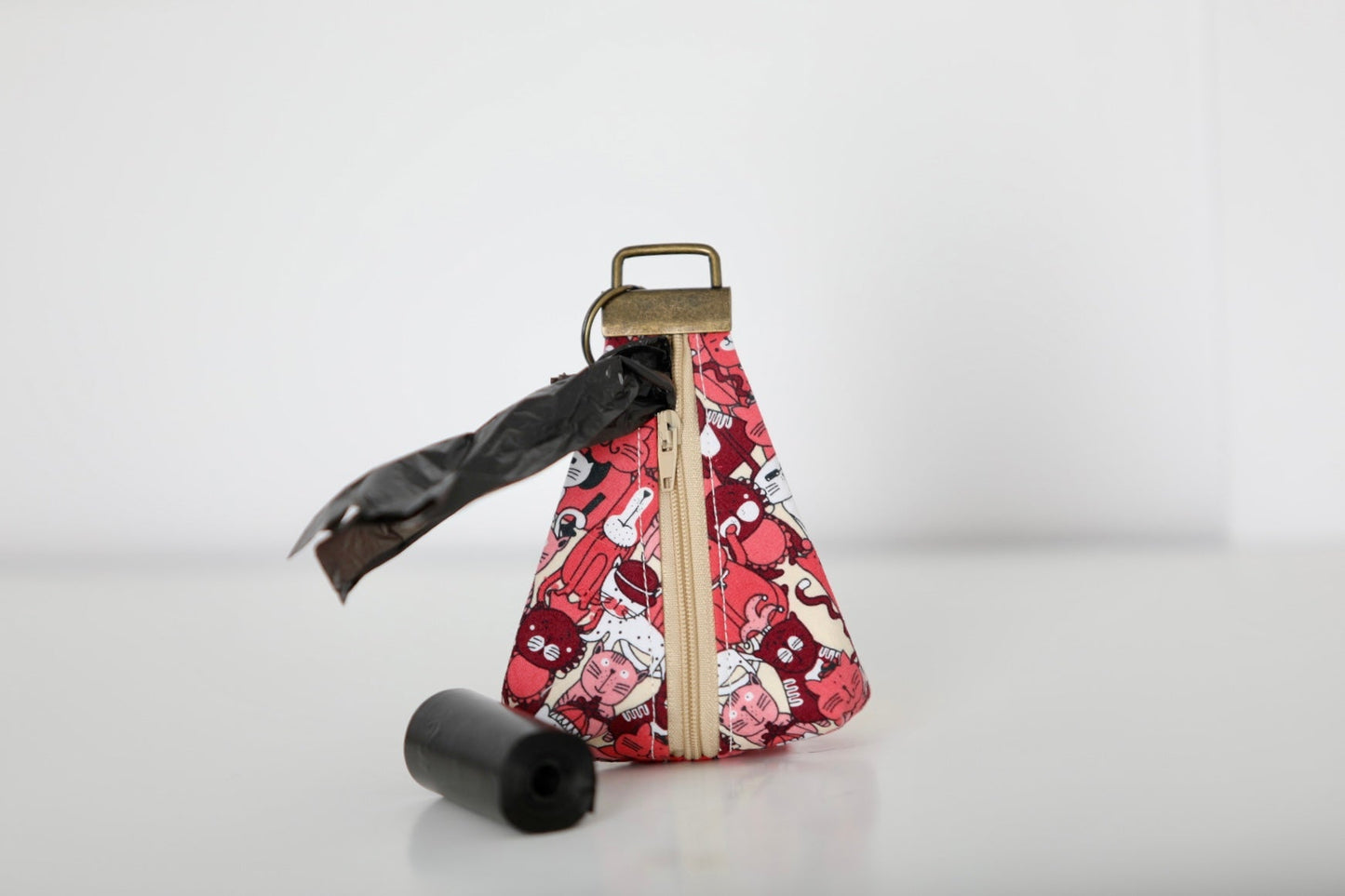 Poop Bag Holder – Keychain (Pink Cat Design)