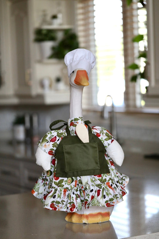 Porch Goose Chef Costume (Vegetable Print Shirt, 5 pc Set)