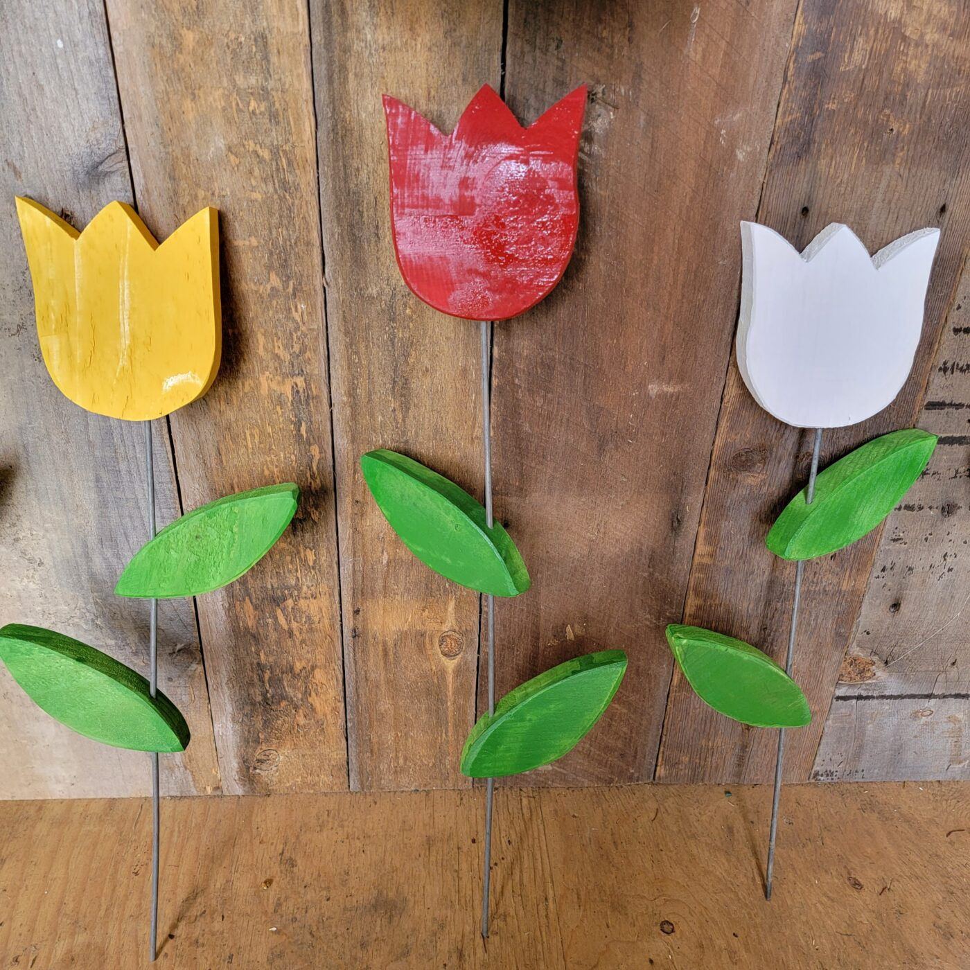 Wooden Tulip Garden Ornament