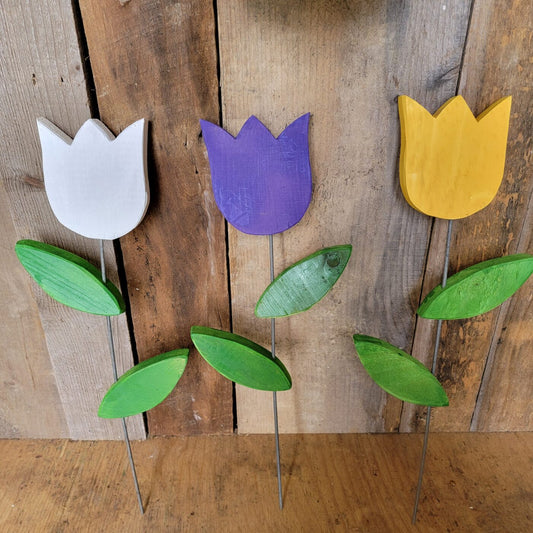 Wooden Tulip Garden Ornament