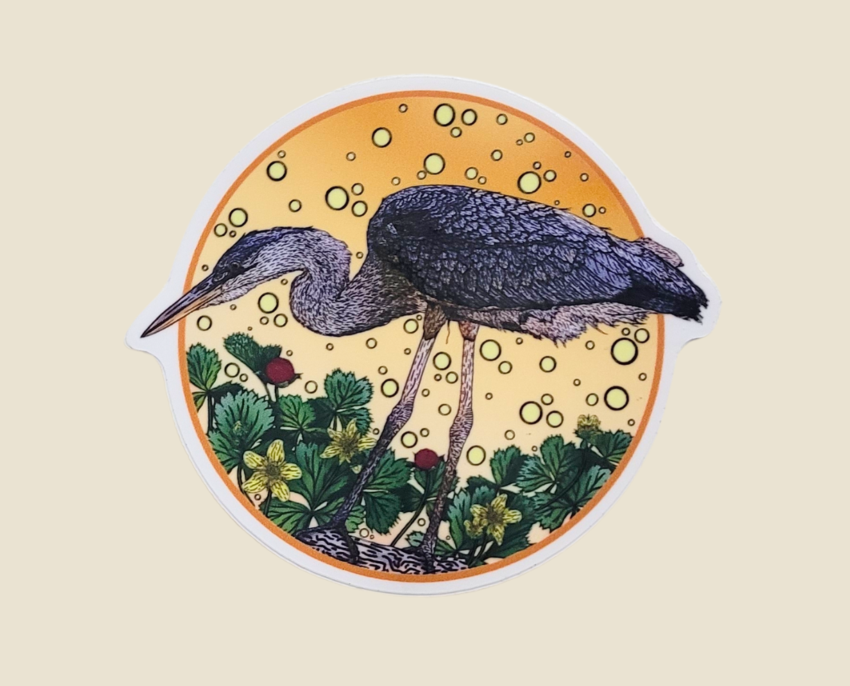 Great Blue Heron Sticker (3×3)