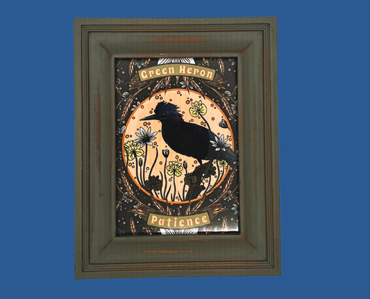 Green Heron Patience – Framed Print (5×7)