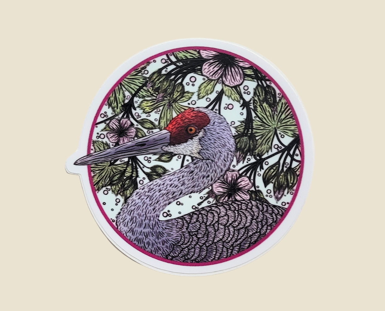 Sandhill Crane Sticker (3×3)
