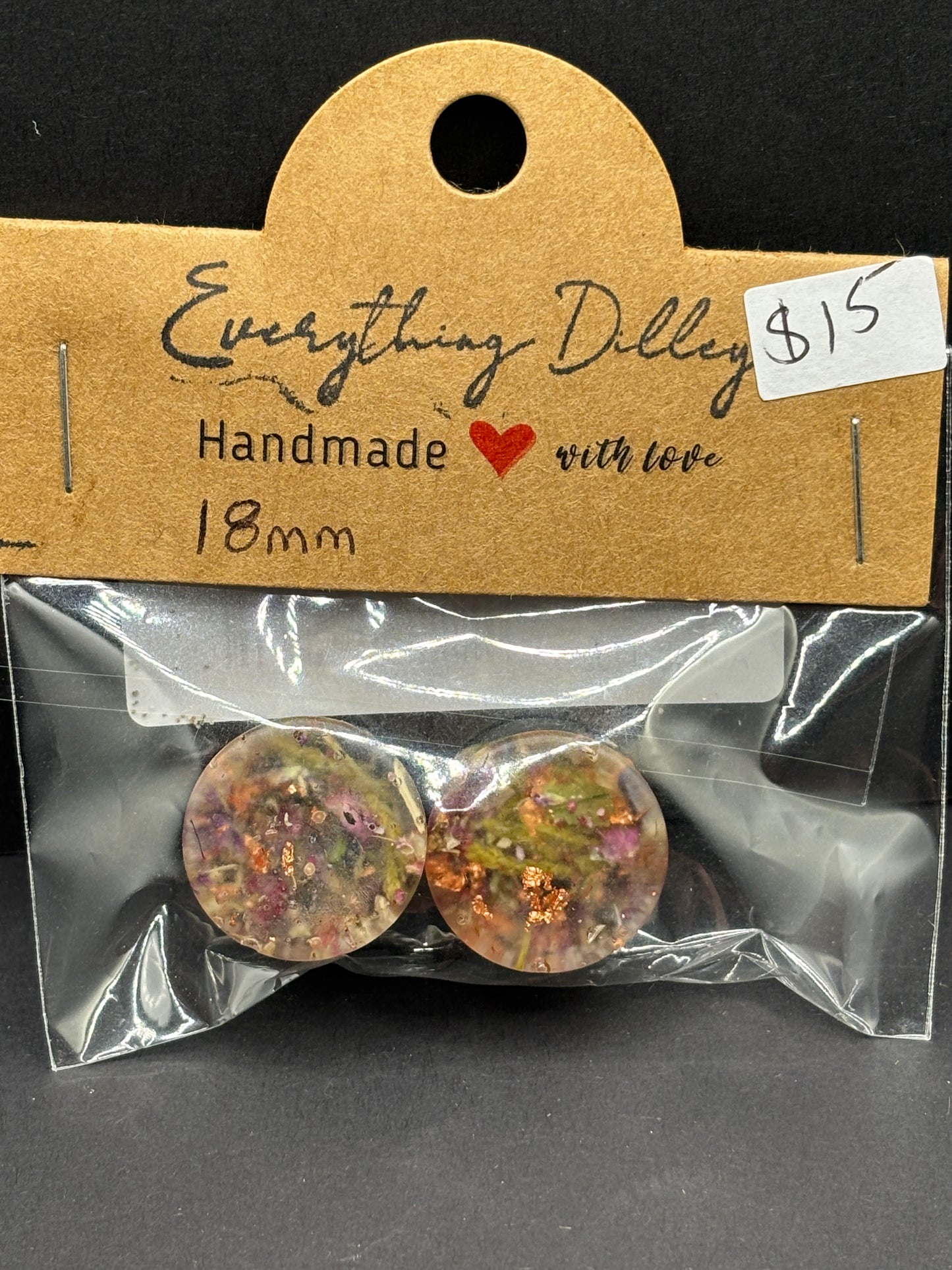 Multicolored Flower and Copper Ear Plugs  ( Stretched Ears )