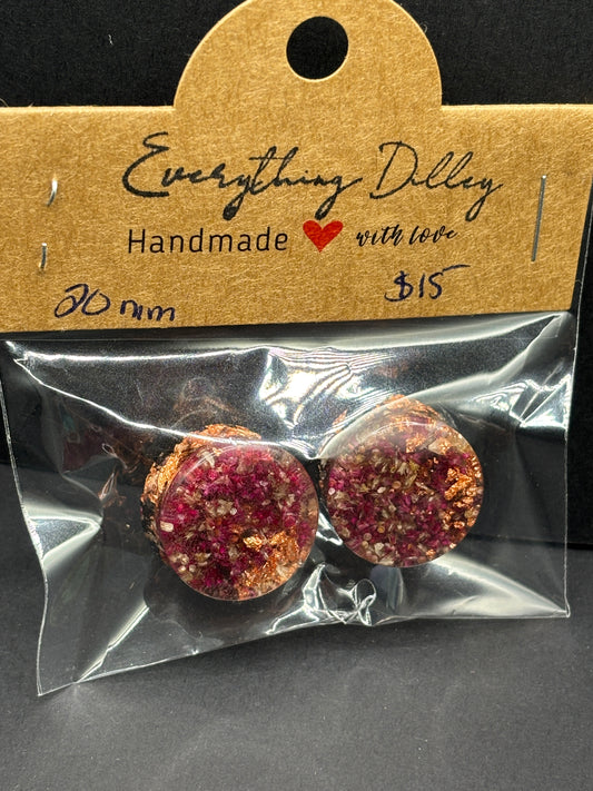 Love Lies Bleeding and Copper Ear Plugs ( Stretched Ears)