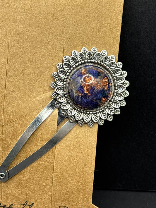 Blue Grape Hyacinth & Copper Hair Clip