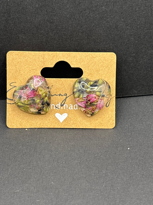 Heart Shape Lavender & Corabelle  Stud Earrings