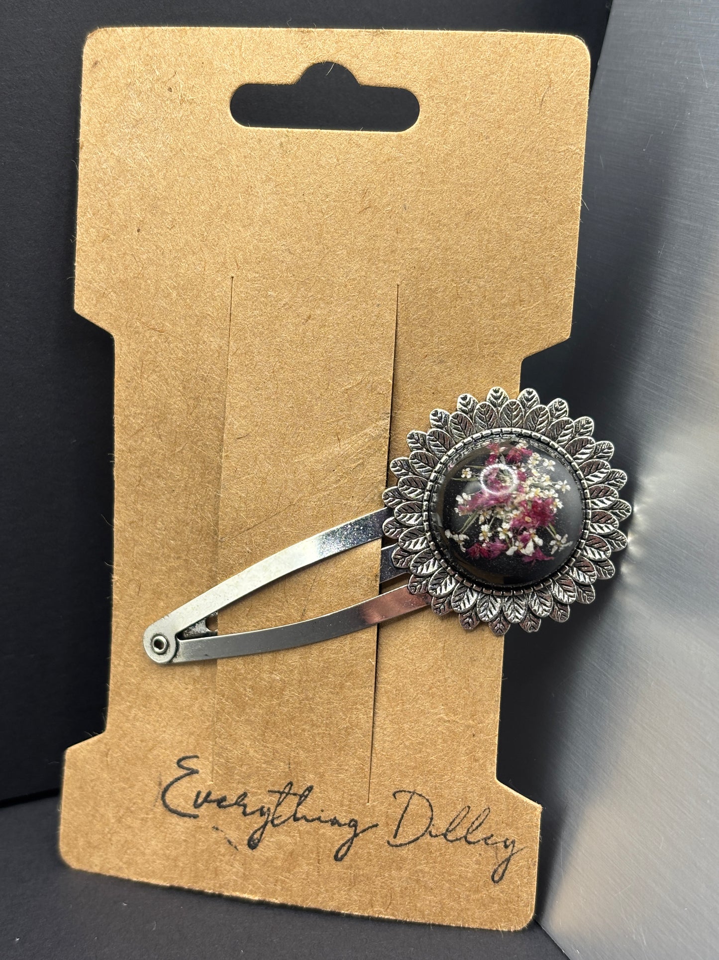 Love Lies Bleeding & Queen Anne's Lace Hair Clip