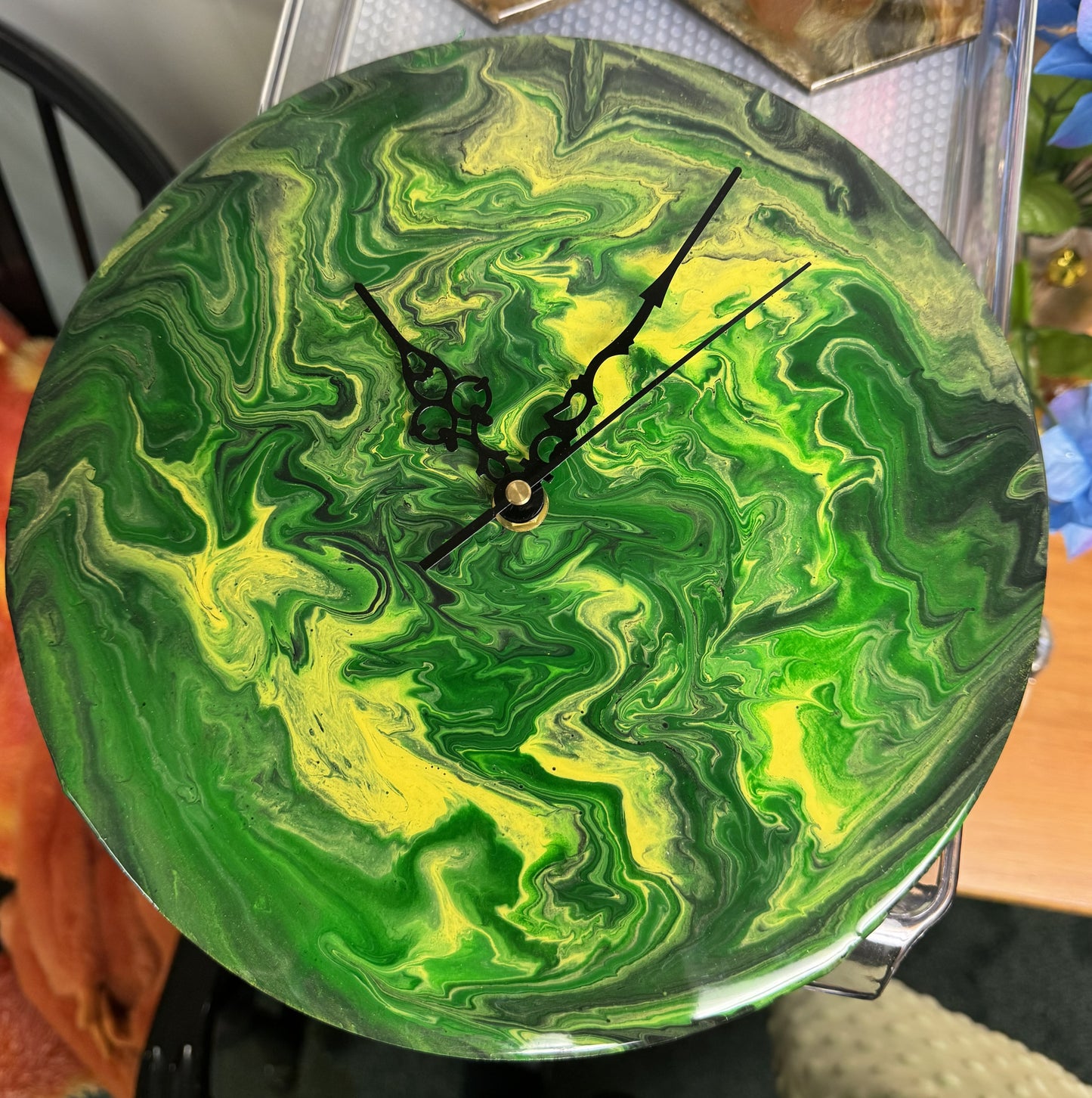 Acrylic Pour Wooden clocks