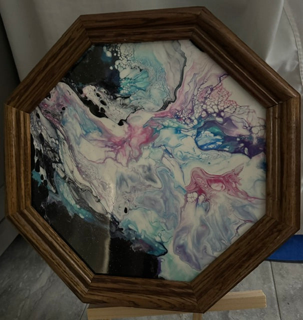Beautiful Acrylic Pour Octagon Frame Set