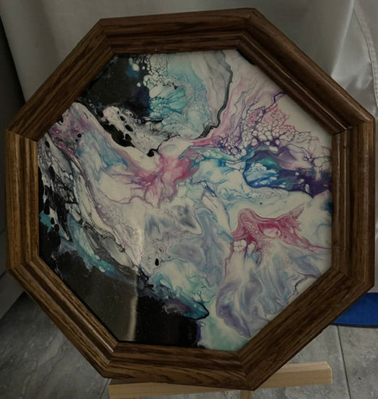 Beautiful Acrylic Pour Octagon Frame Set