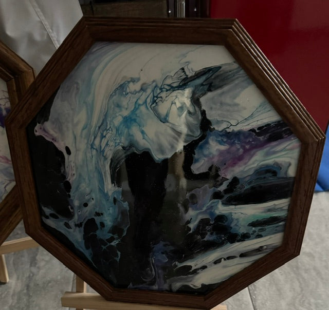 Beautiful Acrylic Pour Octagon Frame Set