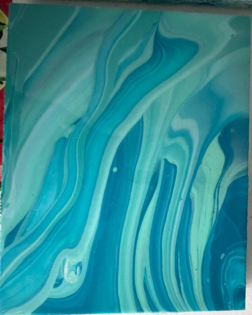 Beautiful Teal Acrylic Pour Canvas set