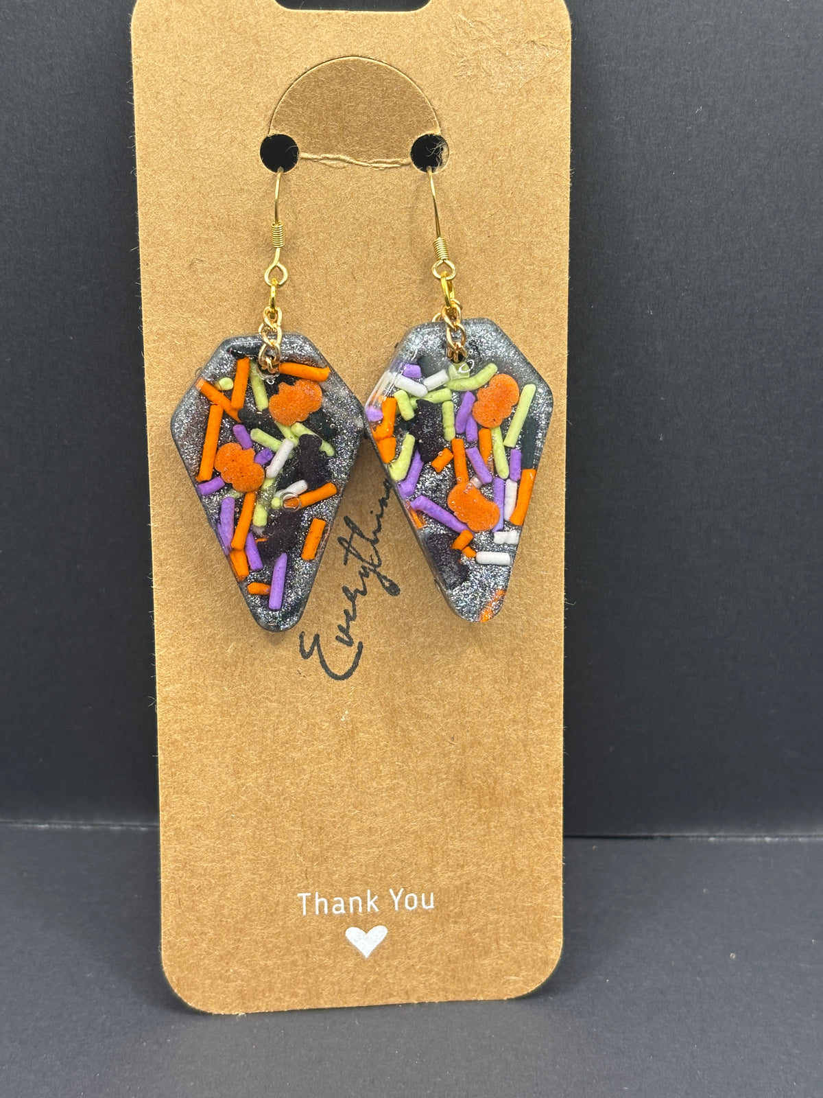 Halloween Pumpkin and Bat Sprinkle Earrings