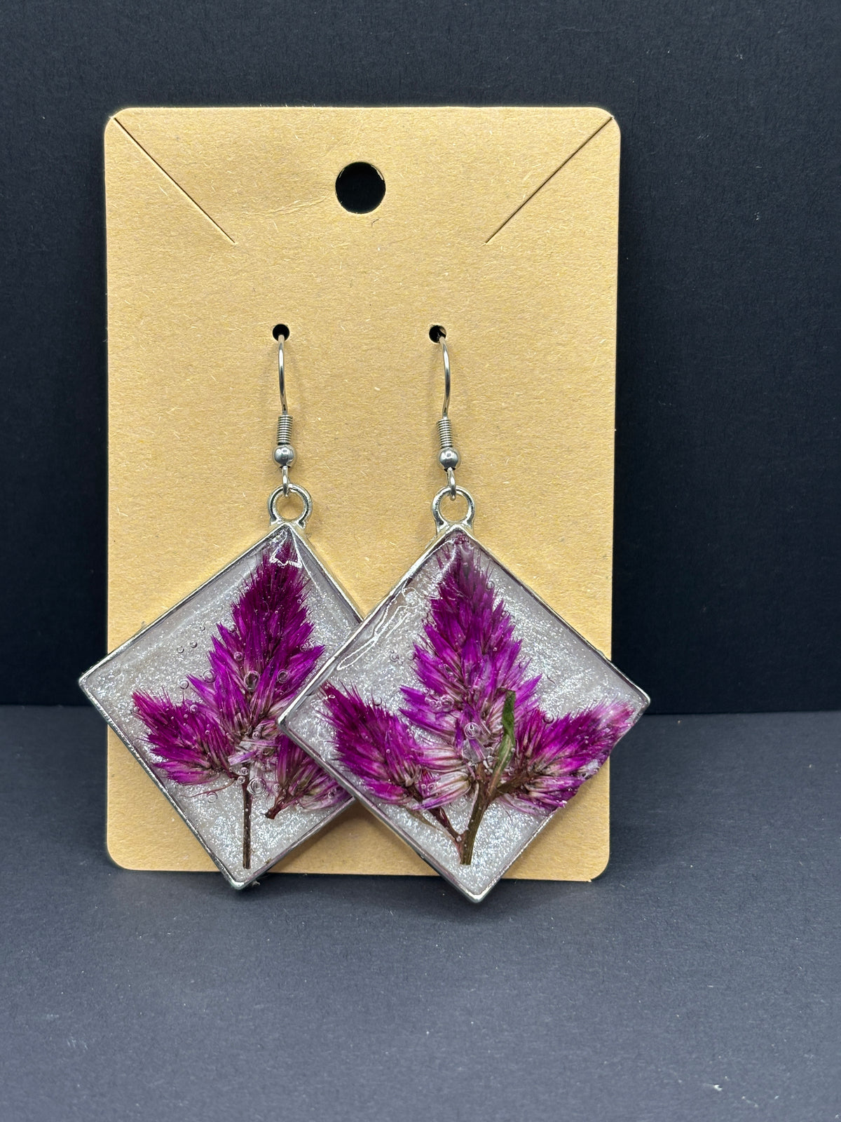 Purple Celosia Earrings