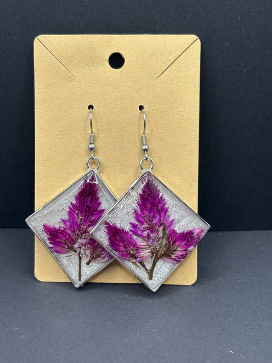Purple Celosia Earrings
