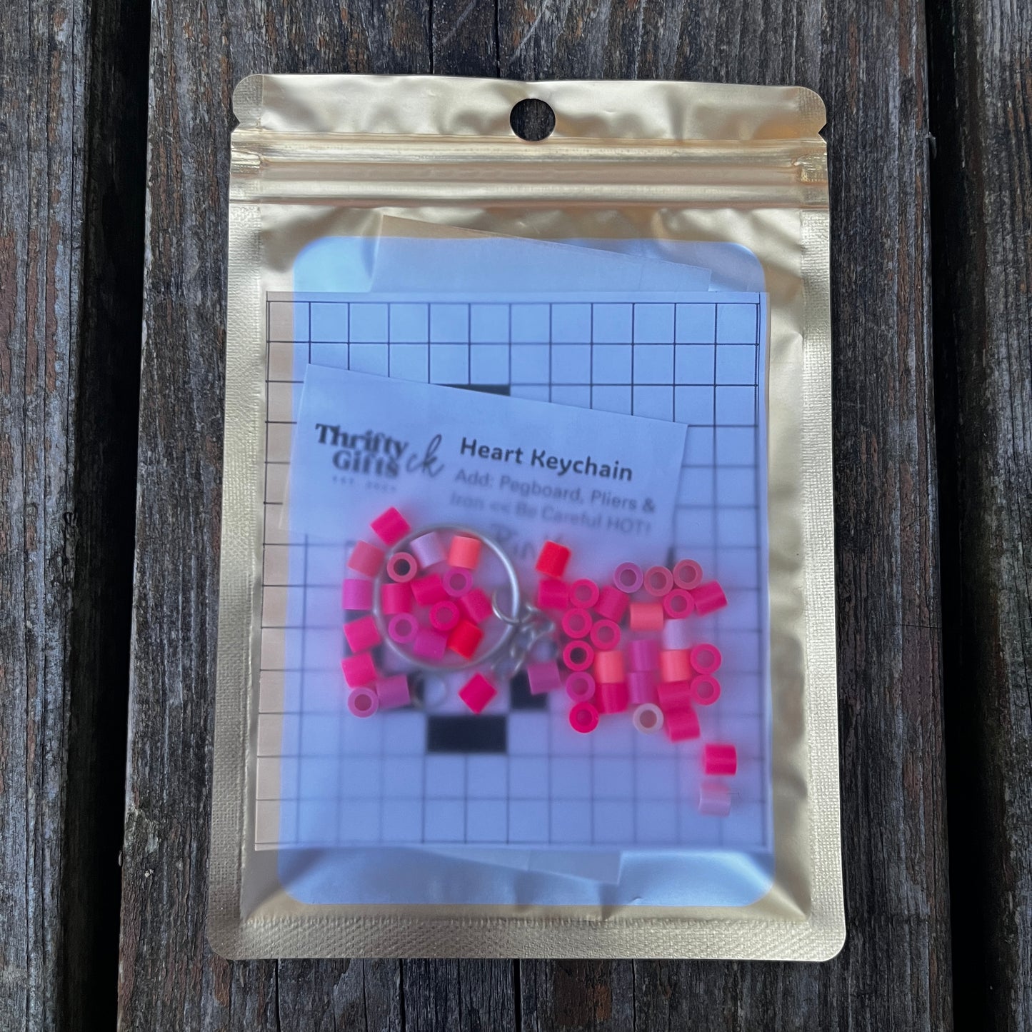 DIY Assorted Colours Heart Bead Keychain Kit