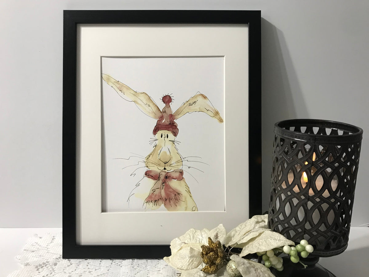 Framed watercolor-style ballerina illustration artwork with delicate wings