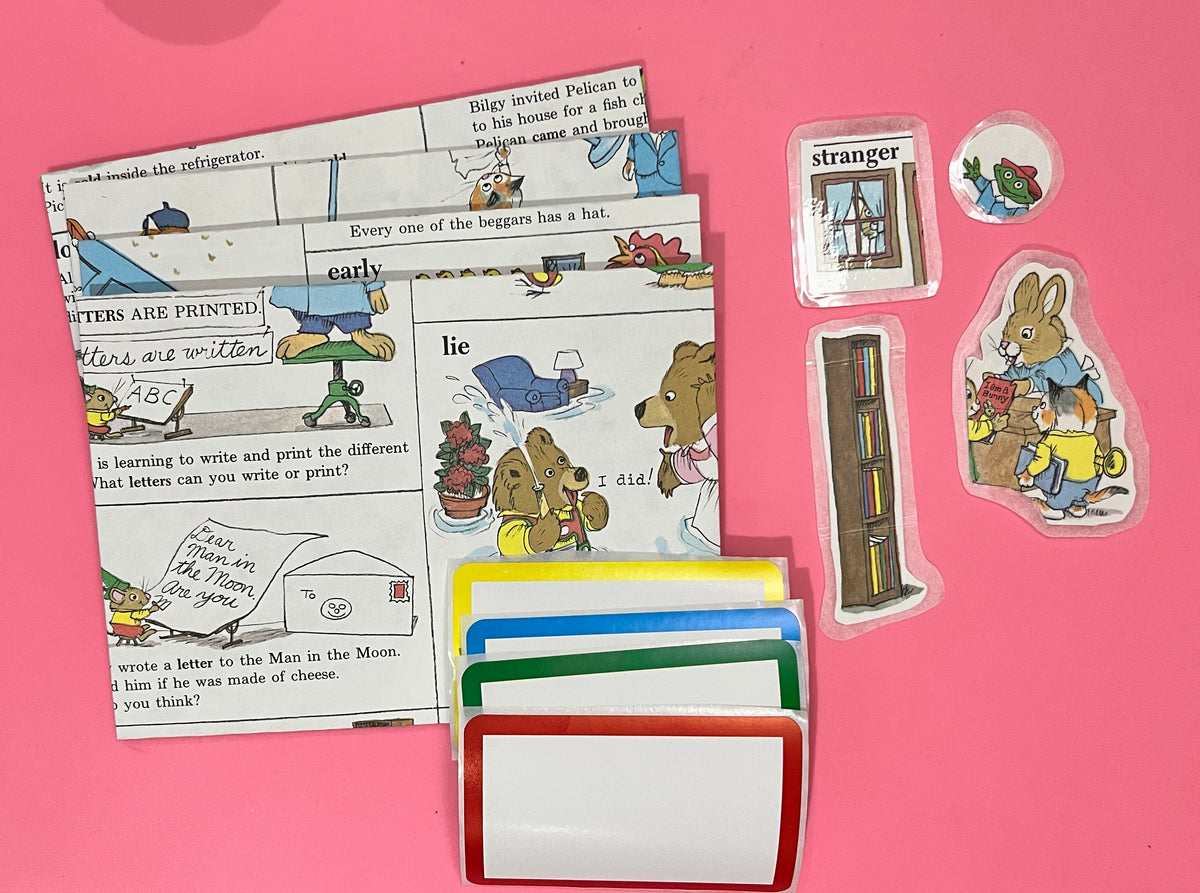 Upcycled Multipurpose Envelopes with Stickers! Richard Scarry Edition